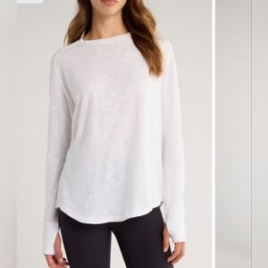Z By Zella Relaxed Washed Slub Long-sleeve Thumb Hole Tee sz XL white *flaws